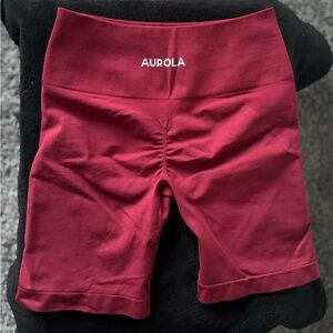 Aurola Deep Red Biker Shorts Size XS High Waisted Fitness Shorts
